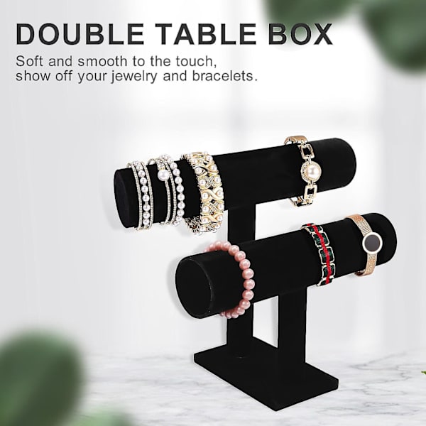 2-vånings armband armband displayhållare T-bar stativ svart