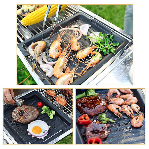 Rustfritt stål grillplate, non-stick stekepanne for grill