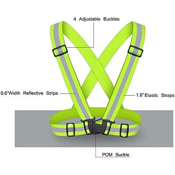 Reflekterende vest 2-pak med justerbare stropper med høj synlighed til løb, jogging, cykling, vandreture, flerfarvet