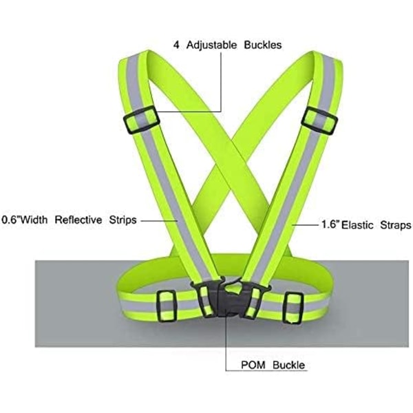 Reflexväst 2-pack med justerbara remmar med hög synlighet för löpning, jogging, cykling, vandring, flerfärgad