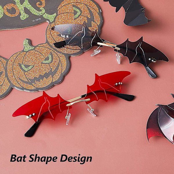 2 Par Batformede Solbriller Rammeløse Nyhet Øyeglass For Halloweenfest