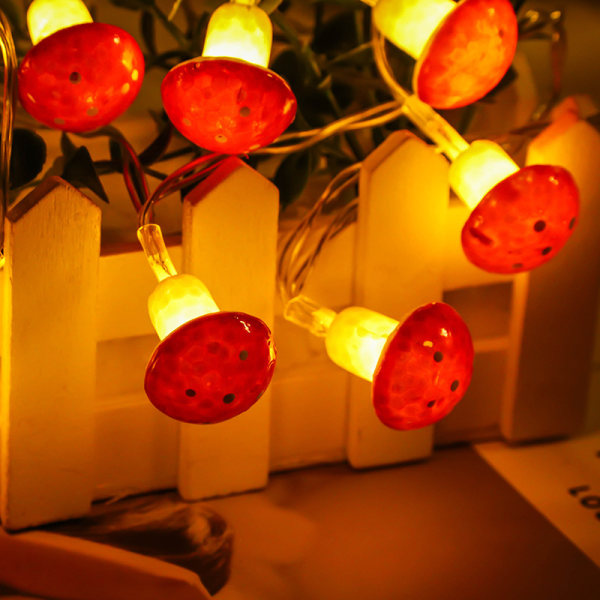 Svampljusslingor, svamplampa, svampljus, USB -driven svamprumsinredningslampa för estetiskt sovrum, 10,8 fot 20 LED Fairy Lights för natten