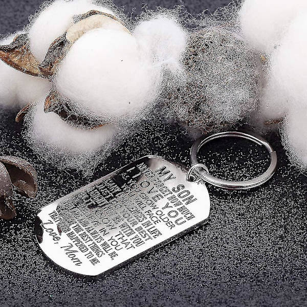 Inspirerande present till son från mamma - glöm aldrig hur mycket jag älskar dig - presentnyckelring till tonårspojke från mamma