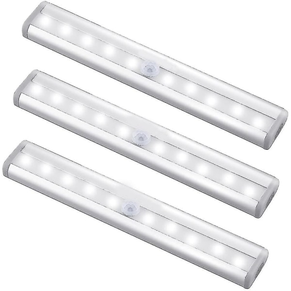 3-pack uppgraderade USB-laddningsbara 10 LED magnetiska rörelsesensorlampor