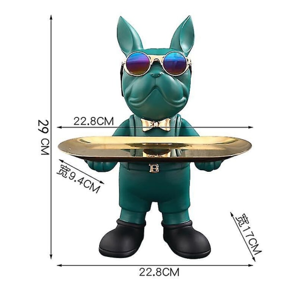 Bulldog Dyrefigurer, Hjemmeindretning Tilbehør, Bordpynt, Opbevaringsbakke, Hundemodel Statue, Skulptur Stueindretning