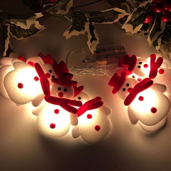 Christmas LED Light Strings Snowman Christmas Tree Holiday Party Home Garden Outdoor Decorative Lamp (A)