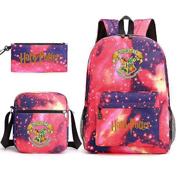 3 stk/sett Harry Potter Ryggsekk for jenter gutter Skulderpose Blyantvesker Trykte Uformelle Skolesekk Utendørs Gave H13