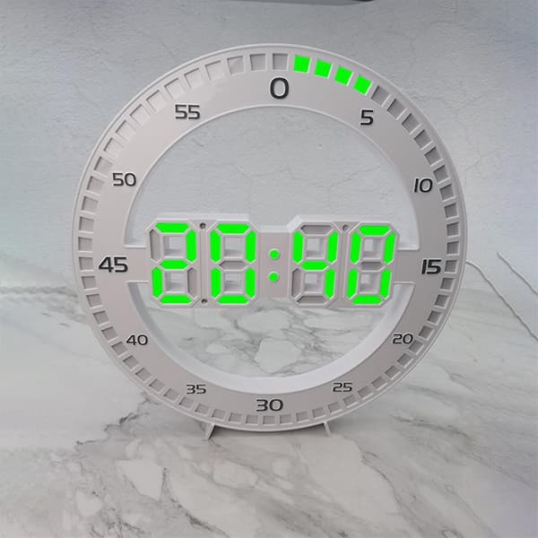 Tyst 3D Digital Cirkelformad Luminous LED-väckarklocka med Rat B