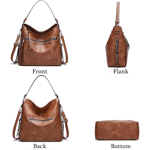 Dam Läder Tote Väskor Stora Designer Tote Väskor Multi Pocket Designer Plånbok Crossbody Väskor Arbets Axelväskor