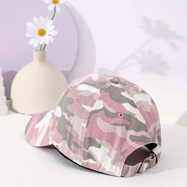 Rosa kamouflage basebollkeps Casual Curved Brim solhatt Justerbar Hip Hop pappahattar för kvinnor