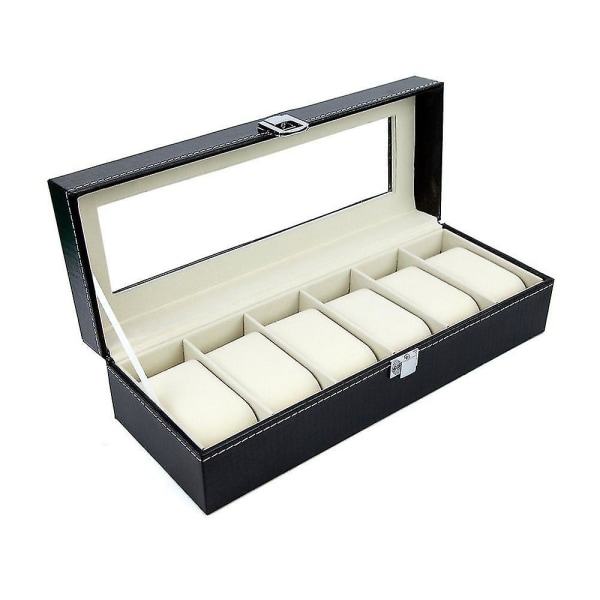 Urboks for 6 klokker Display/boks/oppbevaringsboks (svart)