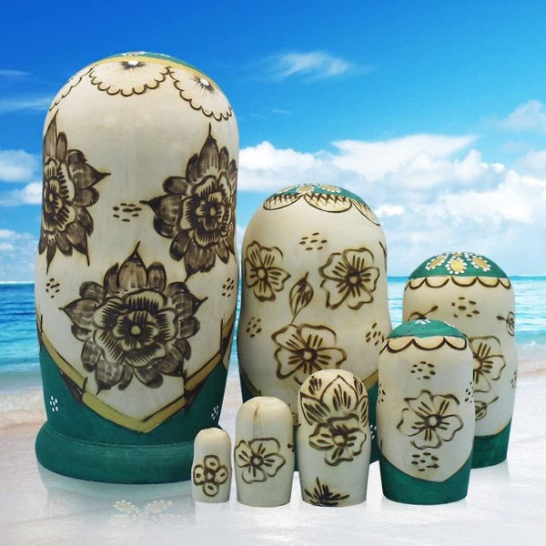 7 stk. søde grønne sweater fletning pige russiske nesting dukker Matryoshka legetøj