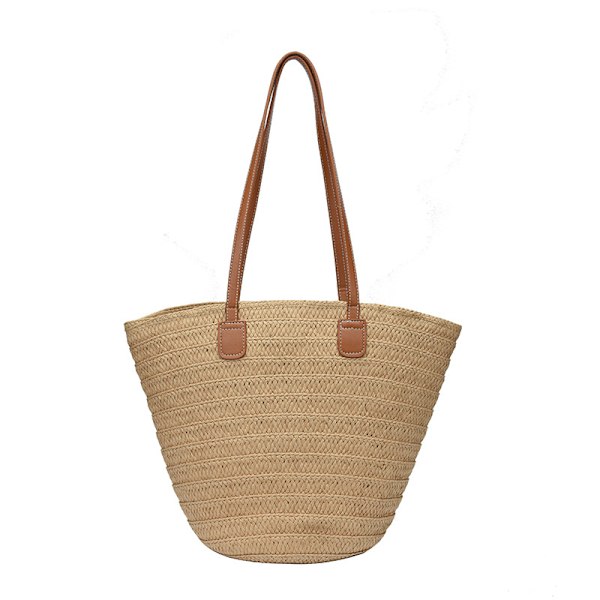 Halmsommar Stor Axelväska Strandväska Lyxdesign för Kvinnor beige 23x14x29cm