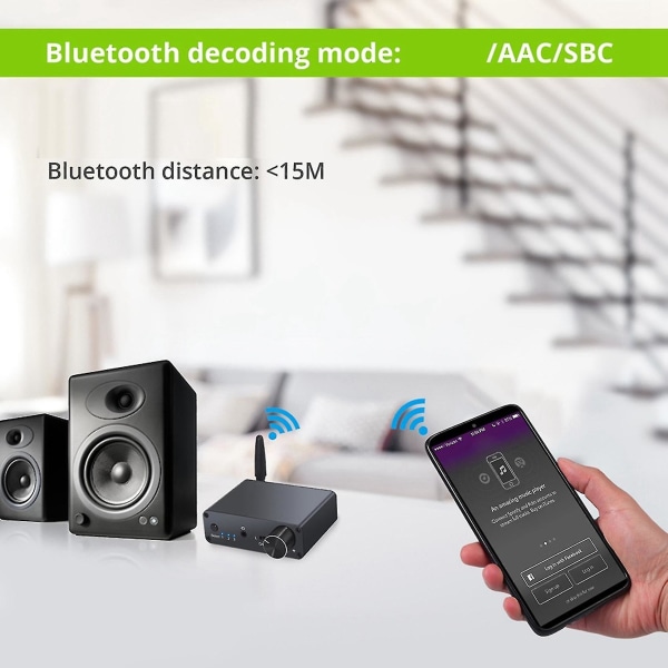 Bluetooth DAC-konverter 192kHz Digital til Analog Konverter med Hodetelefonforsterker AAC innebygd 5.