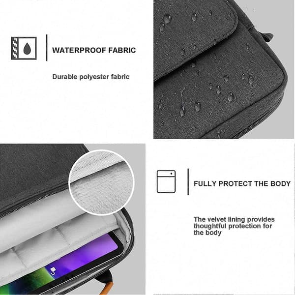 9-11 tommer tablet sleeve taske med skulderrem til og Android Pads Black Grey