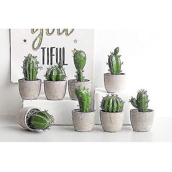 Kunstige sukkulenter Kaktus med potter Kunstige planter Potteplanter Mini kunstig plante
