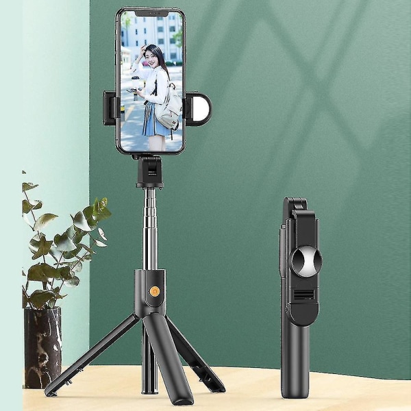 Selfie Stick i aluminiumlegering med liten spegel på baksidan Bluetooth-kompatibel