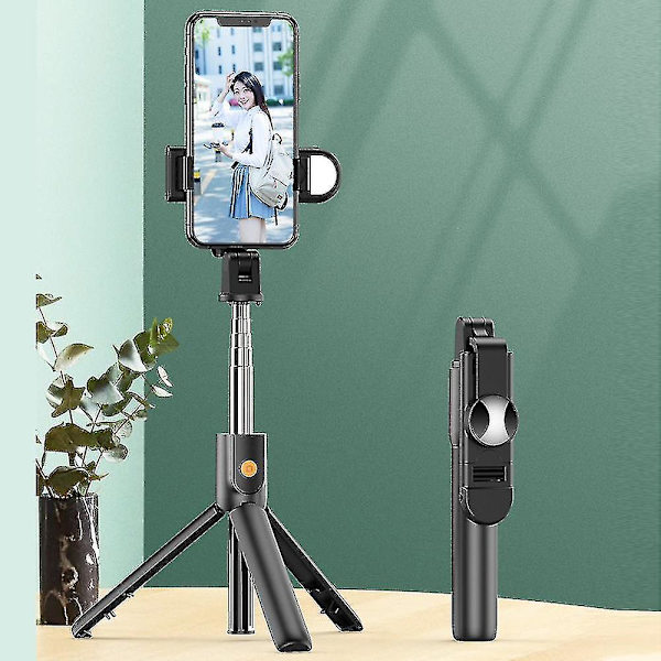 Selfiepind i aluminiumlegering med lille spejl på bagsiden Bluetooth-kompatibel