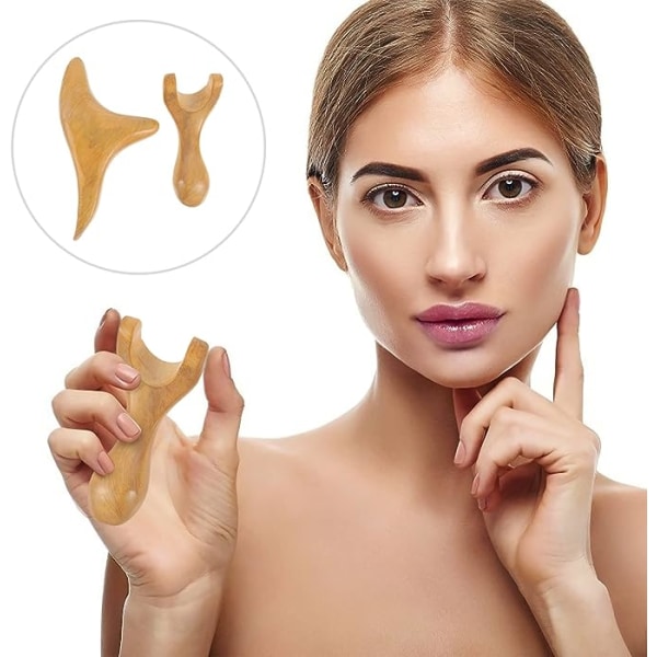 2 stk. Skrapebrett Trigeminal for Tabletter Gua Sha Ansikts Kropp Hals Arm Skjønnhet Frigjøringsplate Løfting Unike Instrumenter Verktøy Spa Naturlig Håndlaget