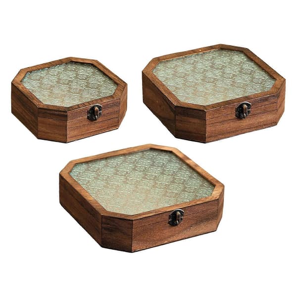 Smyckeskrin Trälåda Förvaringslåda Elegant Robust Souvenir Presentförpackning med Lock