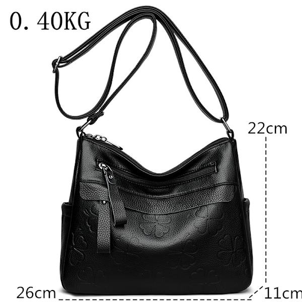 Kvinnlig Tote Bag i Kohud och Läder, Stor Kapacitet, Handväska, Retro Tryckt Mönster, Axelväska, Kvinnlig Crossbody Väska, Ny Azul