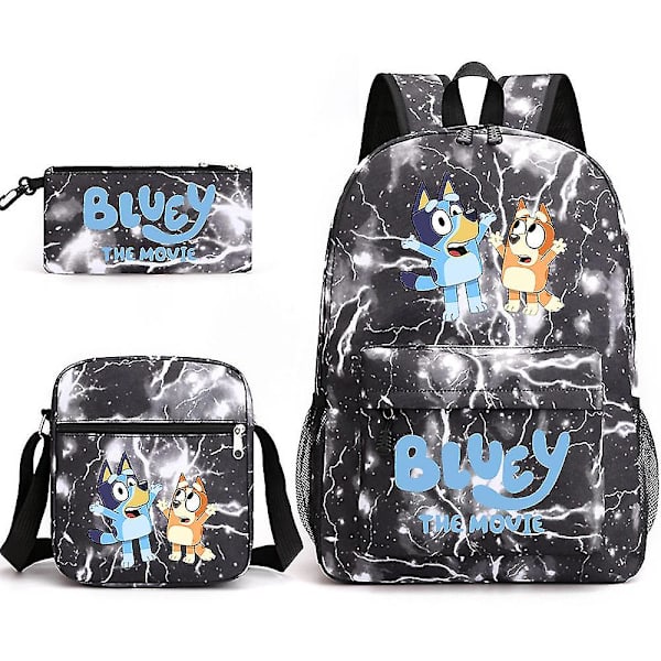 Bluey kolmiosainen koululaukku Lightning Black 4