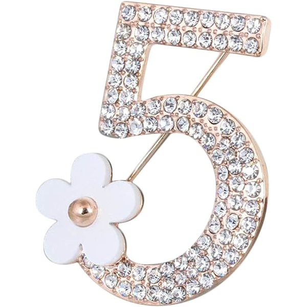 Brosch Nål Nummer Fem Nål Brosch Corsage Sjalnålar Strass Bröstnål för Bröllop/Bankett/Bukett