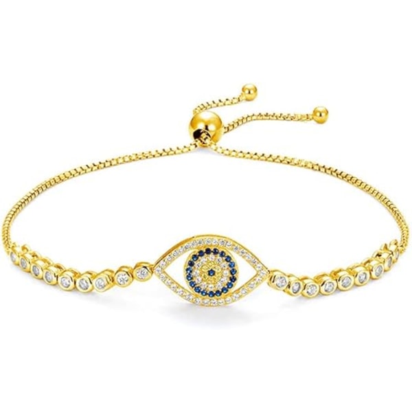 14K Guld Ondt Öga Moissanit Armband för Kvinnor, Fint Ihåligt Safir Djävulens Öga Utökningsbart Kedje Armband, Mode Armband Smycken Present till Hennes
