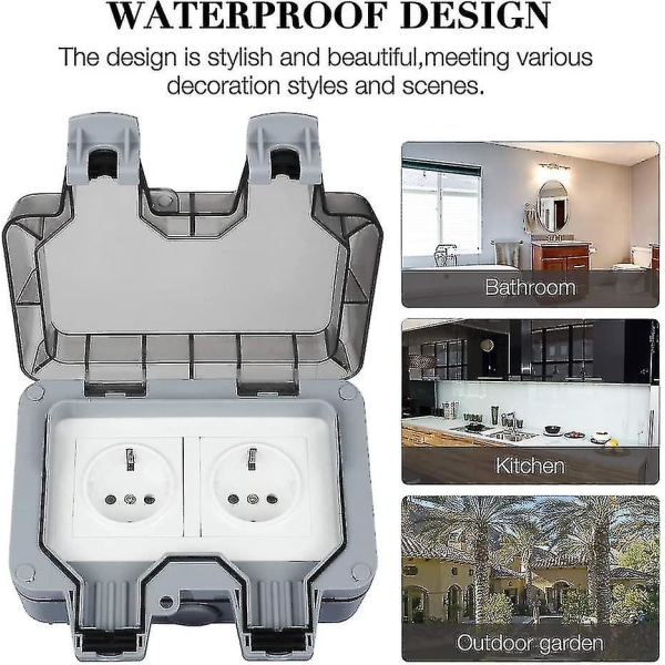 Outdoor Socket Outlet IP66 Weatherproof for Outdoor Use, Wall Socket Dustproof Moisture-Proof Surface Mount Protective Contact Outdoor Socket, Outdoor