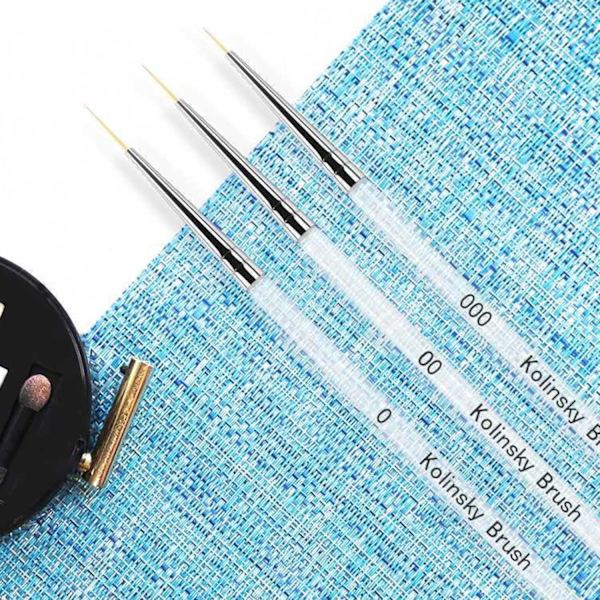 Kristallnagelkonstborstar set med 3 storlekar Akryl Miniatyrnagelkonstborstar Tunna Linerpennor för DIY Nagelkonst Fint Detaljering Konstmålning