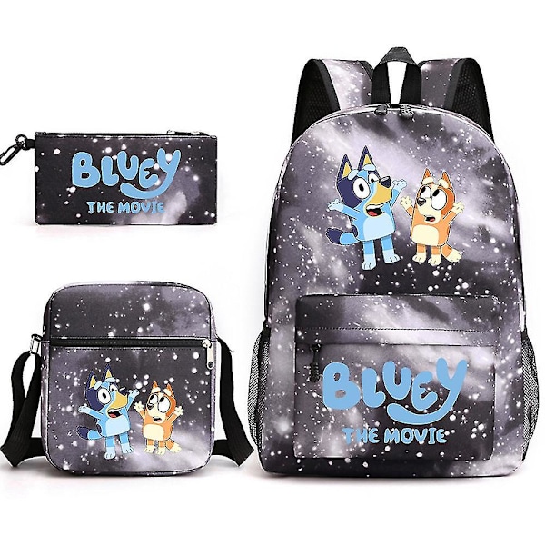 Bluey kolmiosainen koululaukku Star Black 4