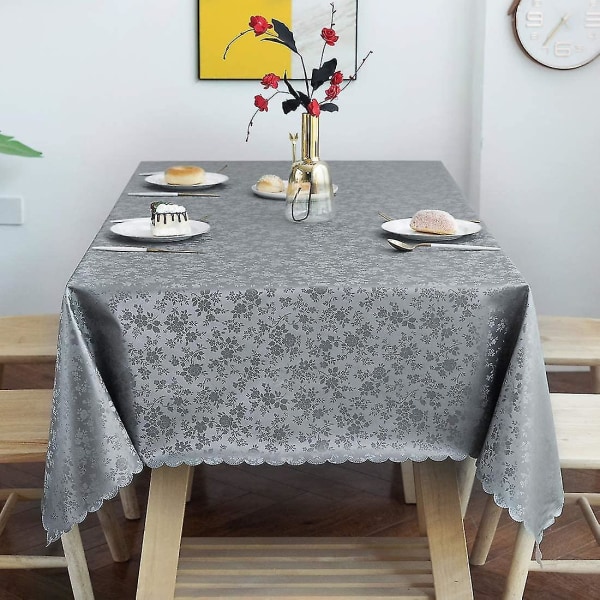 Vanntett vinylduk, rektangel, kraftig duk, avtørbart bordtrekk for kjøkken og spisestue (grå, 52" X 70")
