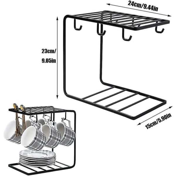 1 stk. kaffekoppholder 6 kroker metall koppstativ tekopp displaystativ for 6 kopp underkopp skje sett