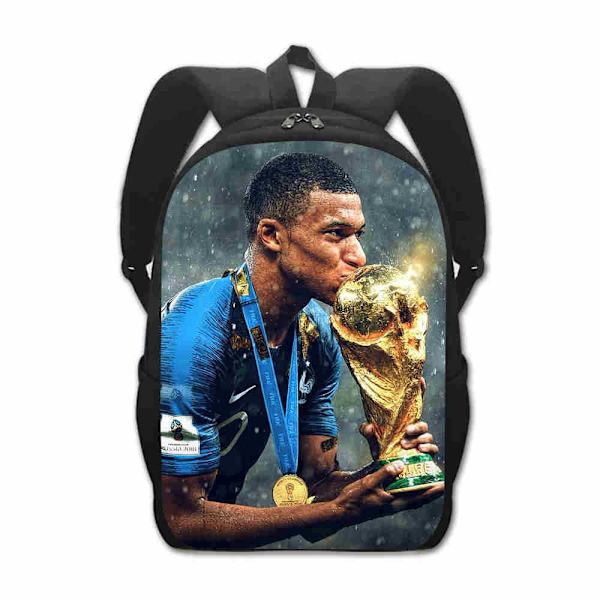 fodboldstjerne Skole taske Grundskole elev Rygsæk Kylian Mbappé 40cm A 40cm