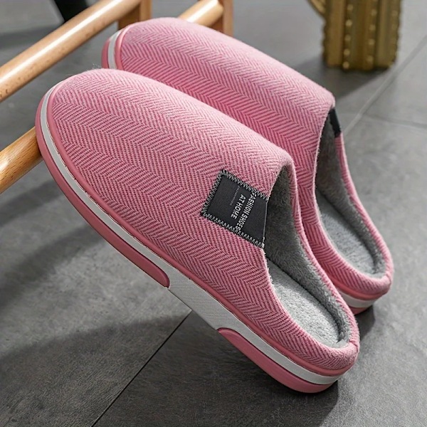 Herrmjuk mjuka plysch mysiga tofflor, lätta andningsbara halkfria skor med luddigt foder Rose Red 39-40