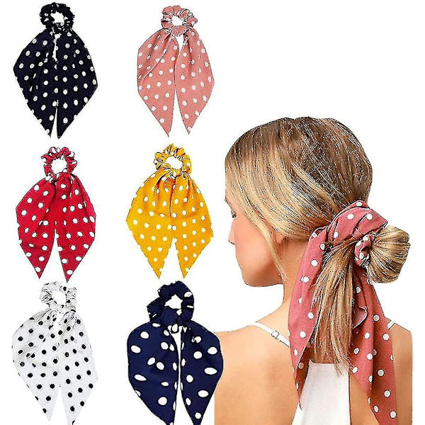 6 kpl Huivi Hiusnauhoja, satiini Jousi Hius Huivi Scrunchies Elastinen Hiukset