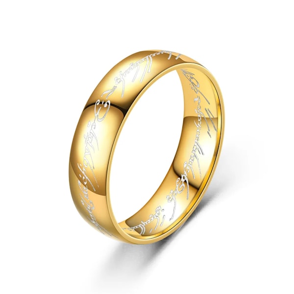 Smyckesring i rostfritt stål med Sagan om ringen-motiv för män och kvinnor, gotisk stil, billiga smycken, present, guld- eller silverfärg, 6 mm, gratis frakt RoseGold 9