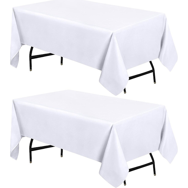 Kjøkken Polyester Duk 150x210cm Duk Maskinvaskbar Ideell For Fester, Arrangementer, Bryllup Og Restauranter (2-pakning, Hvit)