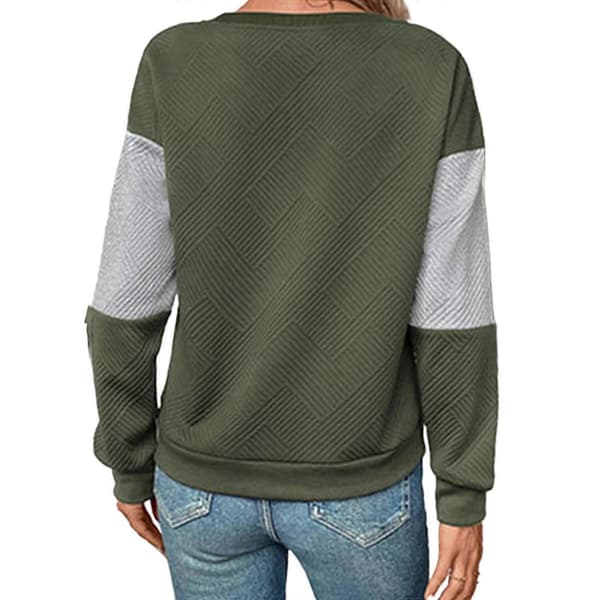 Løstsiddende langærmet farveblok-tekstureret sweatshirt til kvinder marineblå S navy blue S