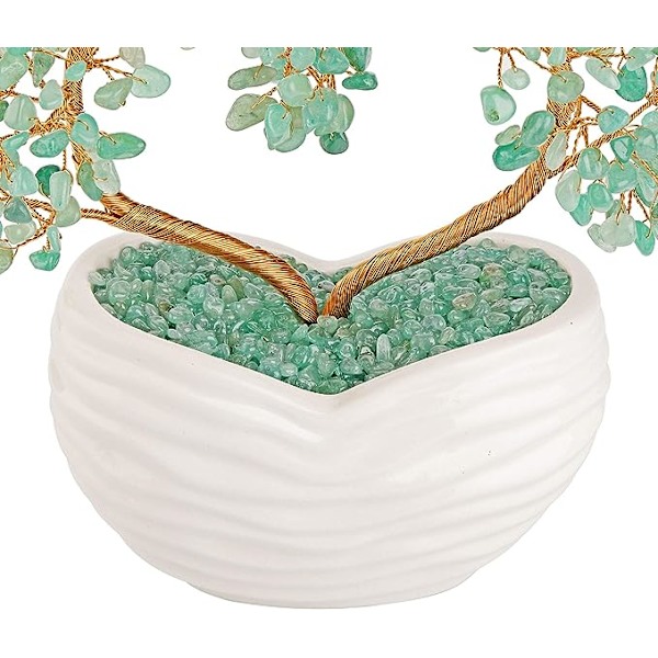 Luonnollinen Vihreä Aventuriini Parantavat Kristallit Sydän Rahapuu Reiki Jalokivet Kvartsi Bonsai Puu Feng Shui Koriste Käsintehty Koriste Työpöydälle, Pöydälle