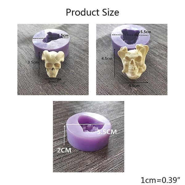 Hornkranie 3D Lys Sæbeform DIY Lys Epoxy Form Håndlavede Lys Aroma Voks Sæbeforme til Dekoration