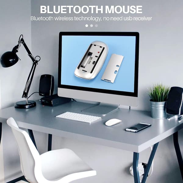 Bluetooth Trådløs Magic Mouse Lydløs Genopladelig Computermus Slank Ergonomisk Pc Mus Til Apple