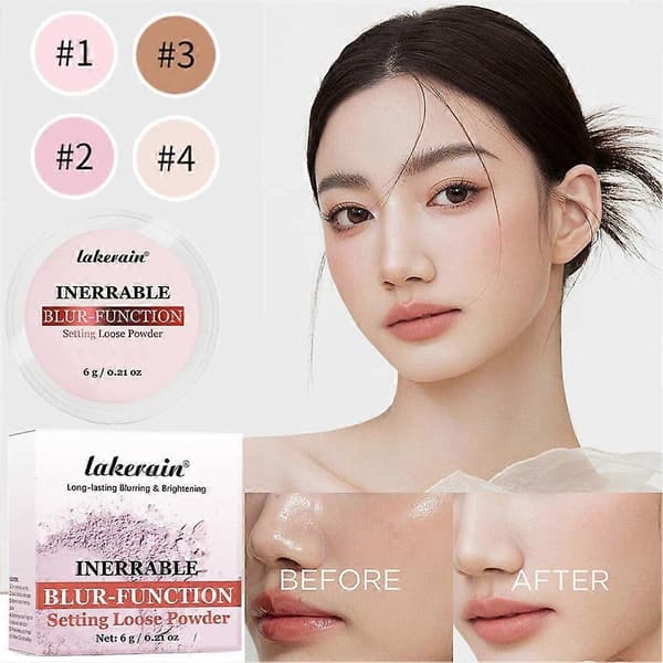 Lakerain Blur Setting Powder, Langtidsholdbar, Oliekontrol, Mat Makeup E3K2 6g DEEP TRANSLUCENT