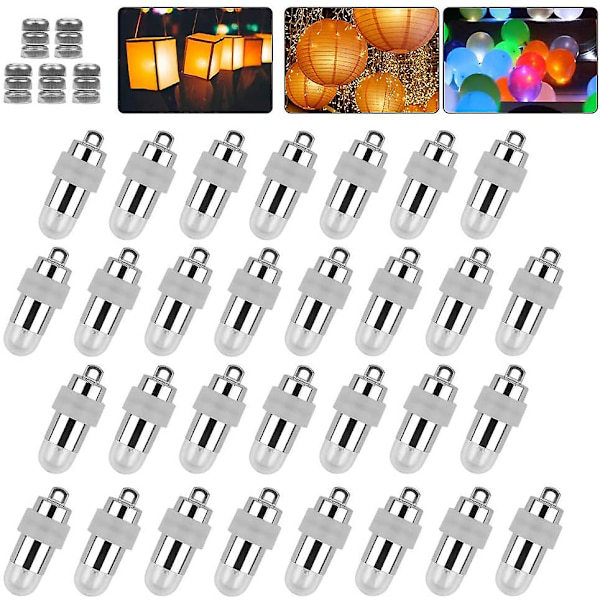 30 st Mini Vattentäta LED-Papperlyktor, Varmt Vit, Bröllopsdekoration, Julfest