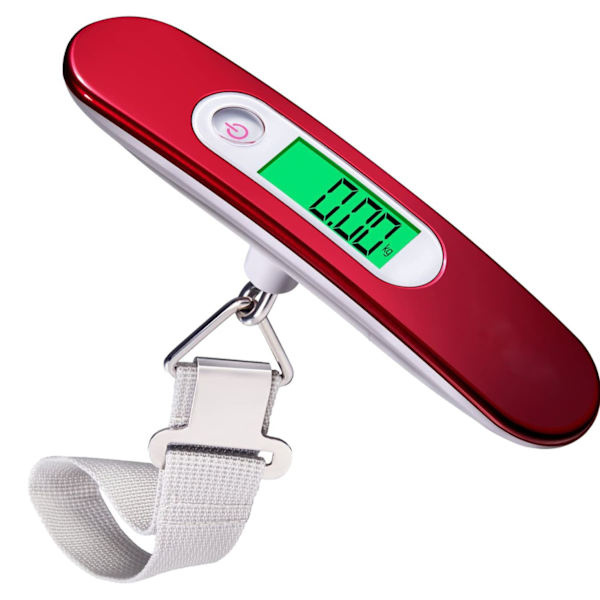 Bagagevåg Bärbar Digital Viktskala för Resväska Vågar med Tarafunktion 110 Lb/ 50Kg Kapacitet Röd