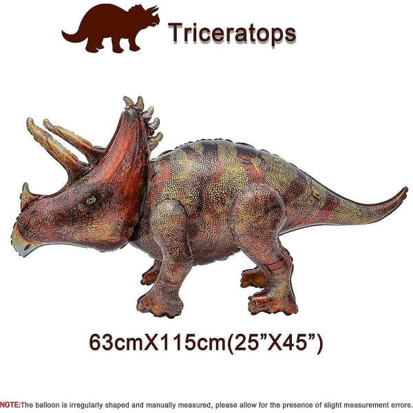 46\" Triceratops Dinosaur Oppustelig Ballon Dinosaur Fødselsdagsfest Tilbehør Dekorationer Gigant Dinos