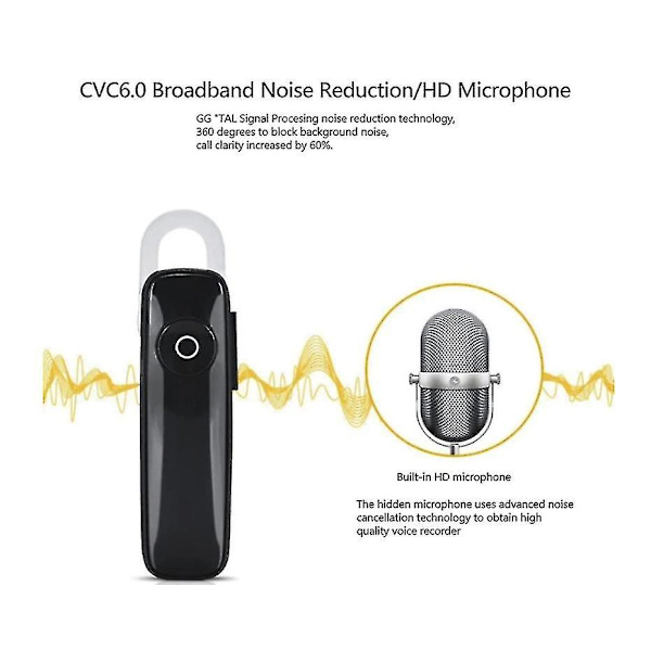 Chronus M165 Trådløse Bluetooth-øretelefoner, Sorte håndfri opkald Business Headset Sports Earbud In-ear-hovedtelefoner (sorte)