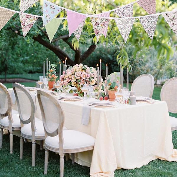 40ft Stof Bunting, 42 stk Udendørs Bunting Banner, Blomster Vintage Bomuld Trekant Flag Til Have Fødselsdagsfest-mxbc