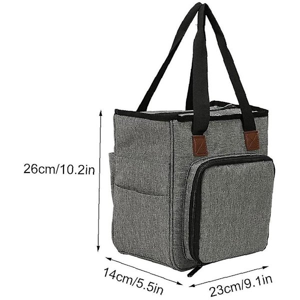 Stickad väska Oxford Canvas Anti-damm förvaringspåse för garn och nålar Grå förvaring, Hemförvaring