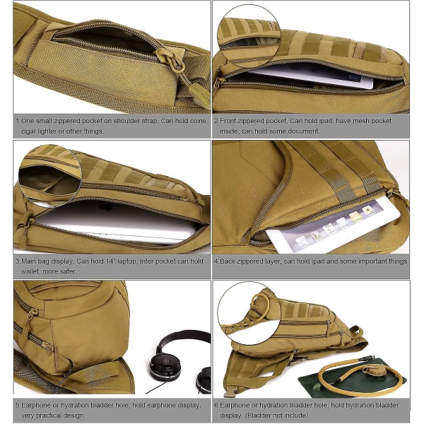 Taktisk brysttaske Militær skuldertaske Molle Triangle Pack Crossbody-taske Vandtæt Germ